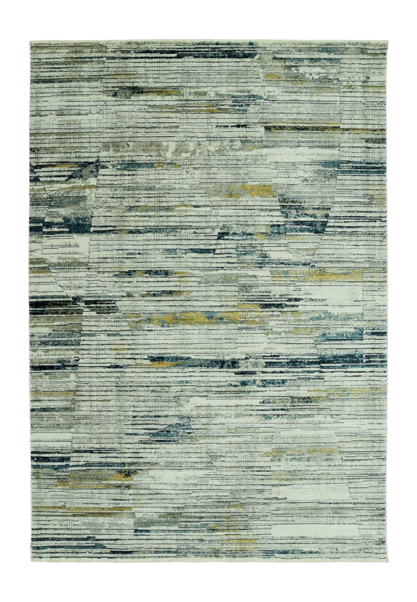 8' Runner Ivory and Blue Abstract Runner Rug