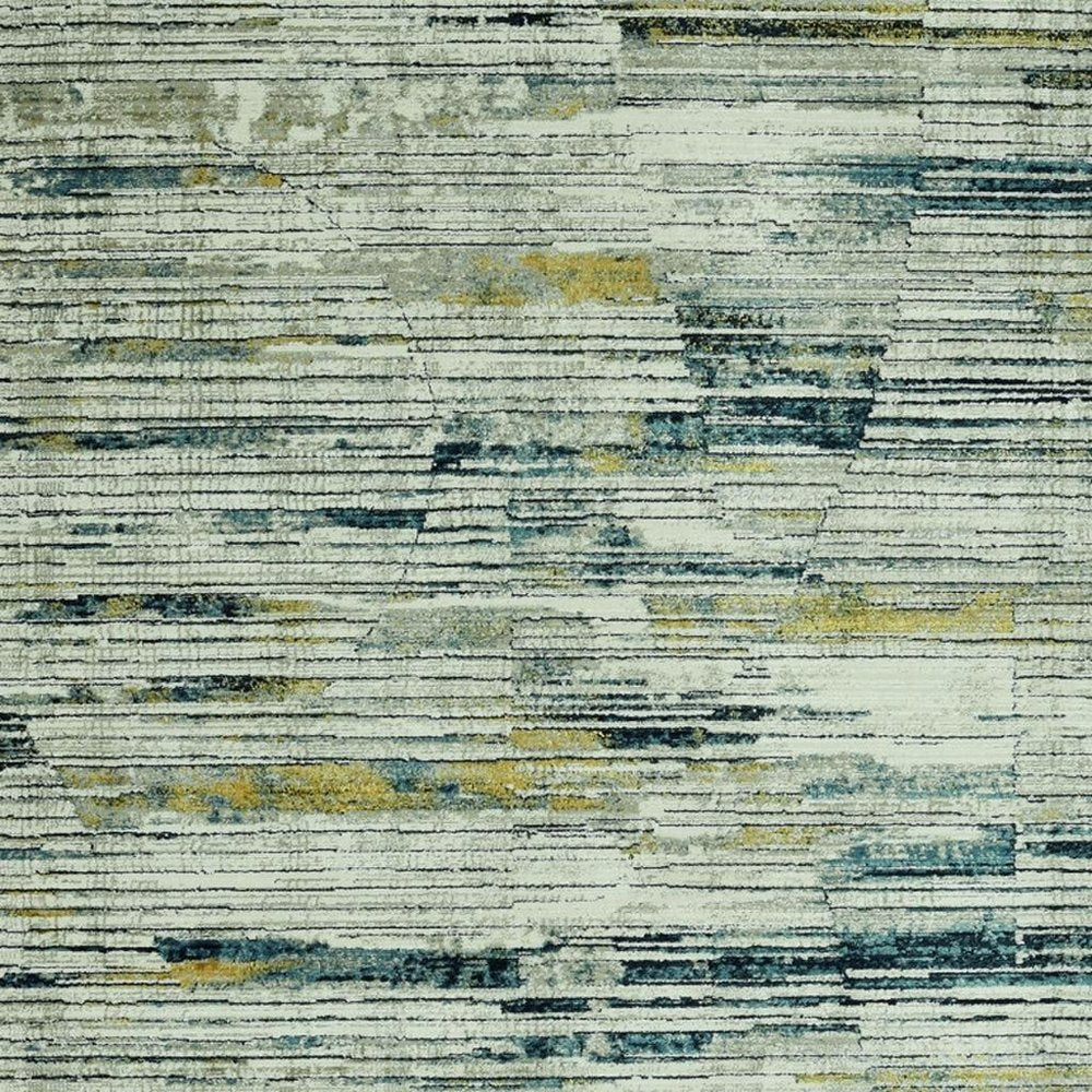 4' X 6' Ivory And Blue Abstract Area Rug