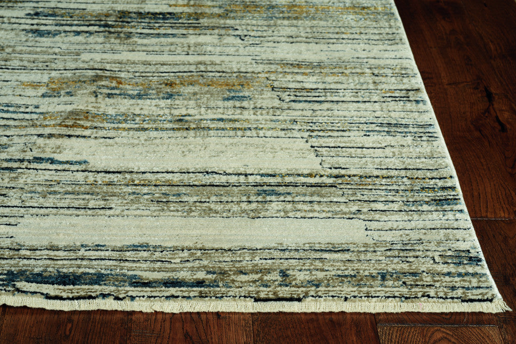 4' X 6' Ivory and Blue Abstract Area Rug