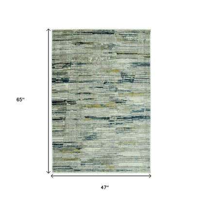 4' X 6' Ivory And Blue Abstract Area Rug