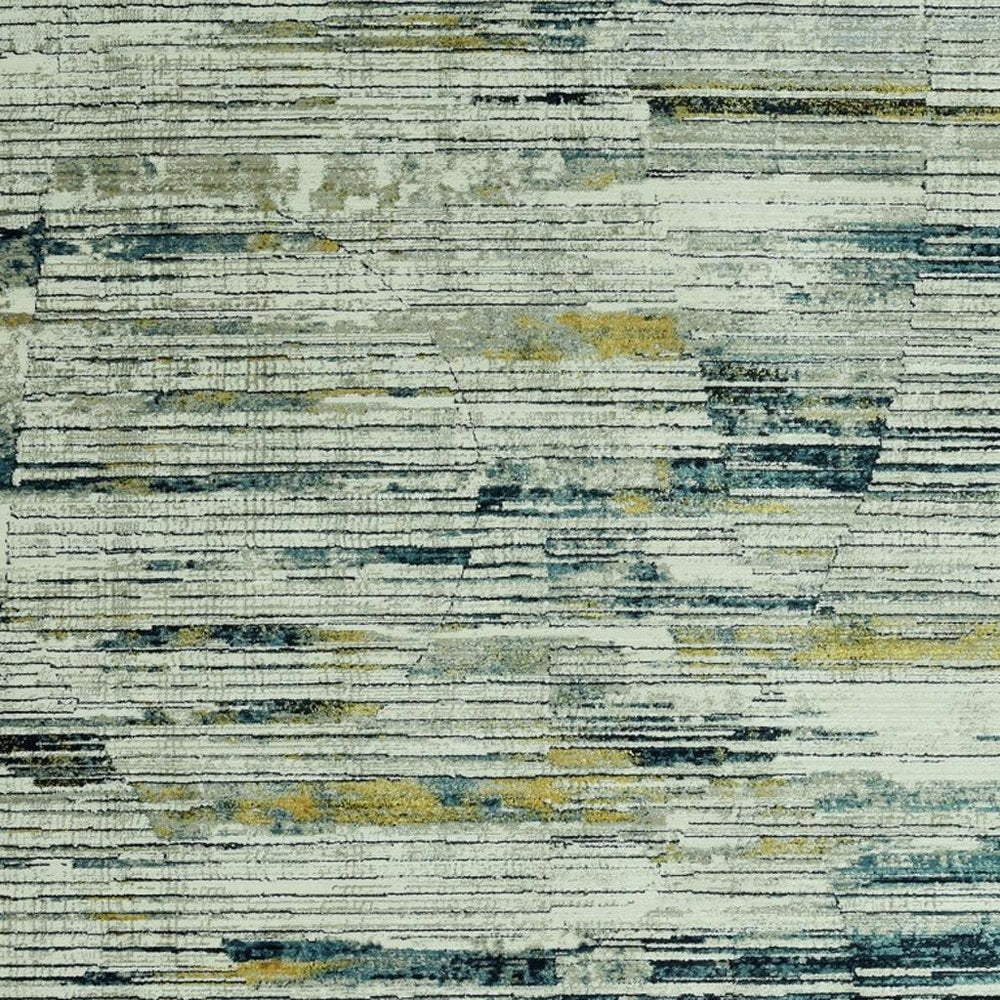4' X 6' Ivory And Blue Abstract Area Rug