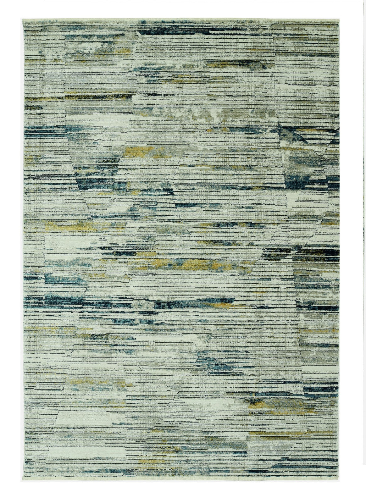 5' X 8' Ivory and Blue Abstract Area Rug