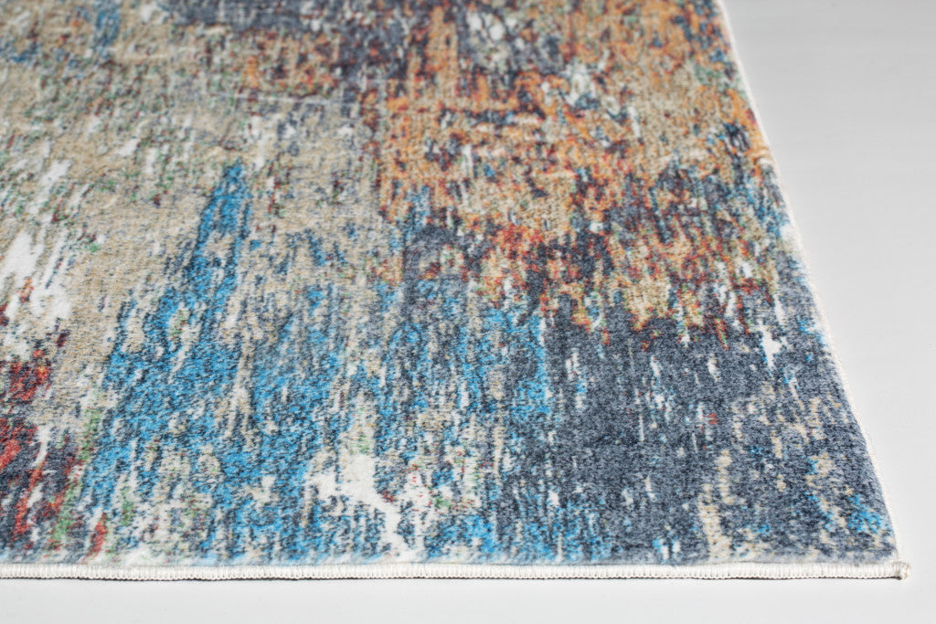 5' X 8' Blue and Beige Abstract Area Rug