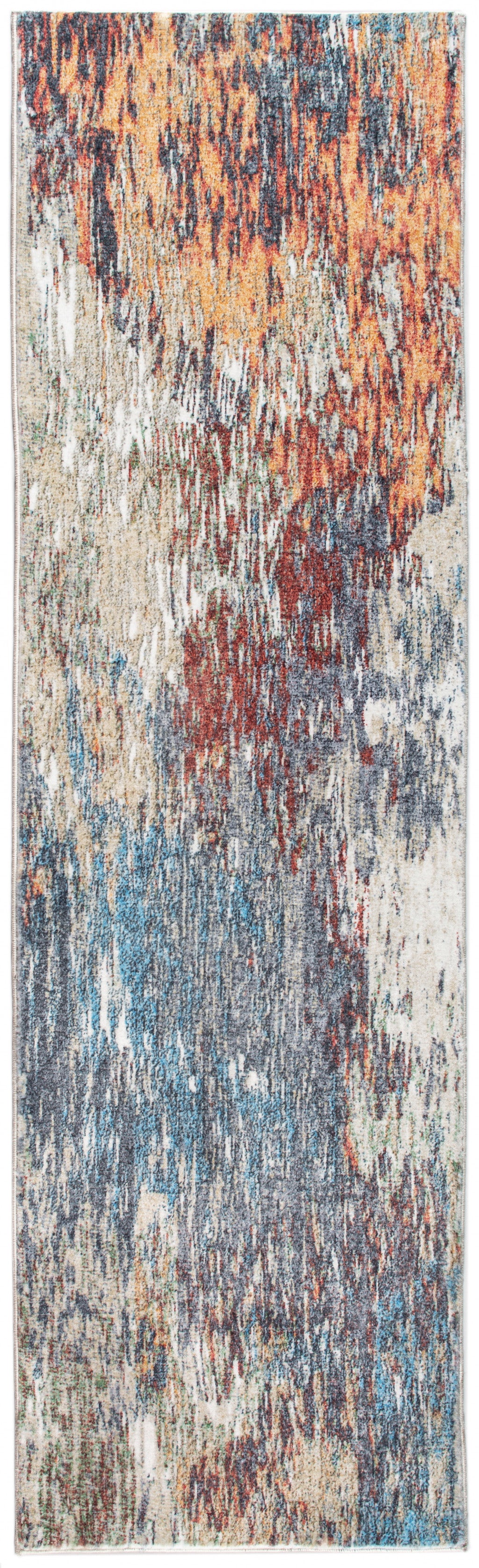 5' X 8' Blue and Beige Abstract Area Rug