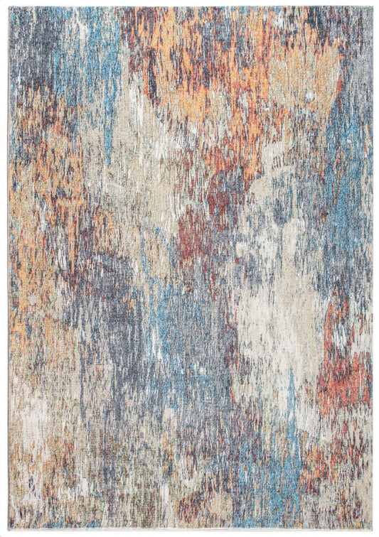 6' x 9' Blue and Beige Abstract Area Rug