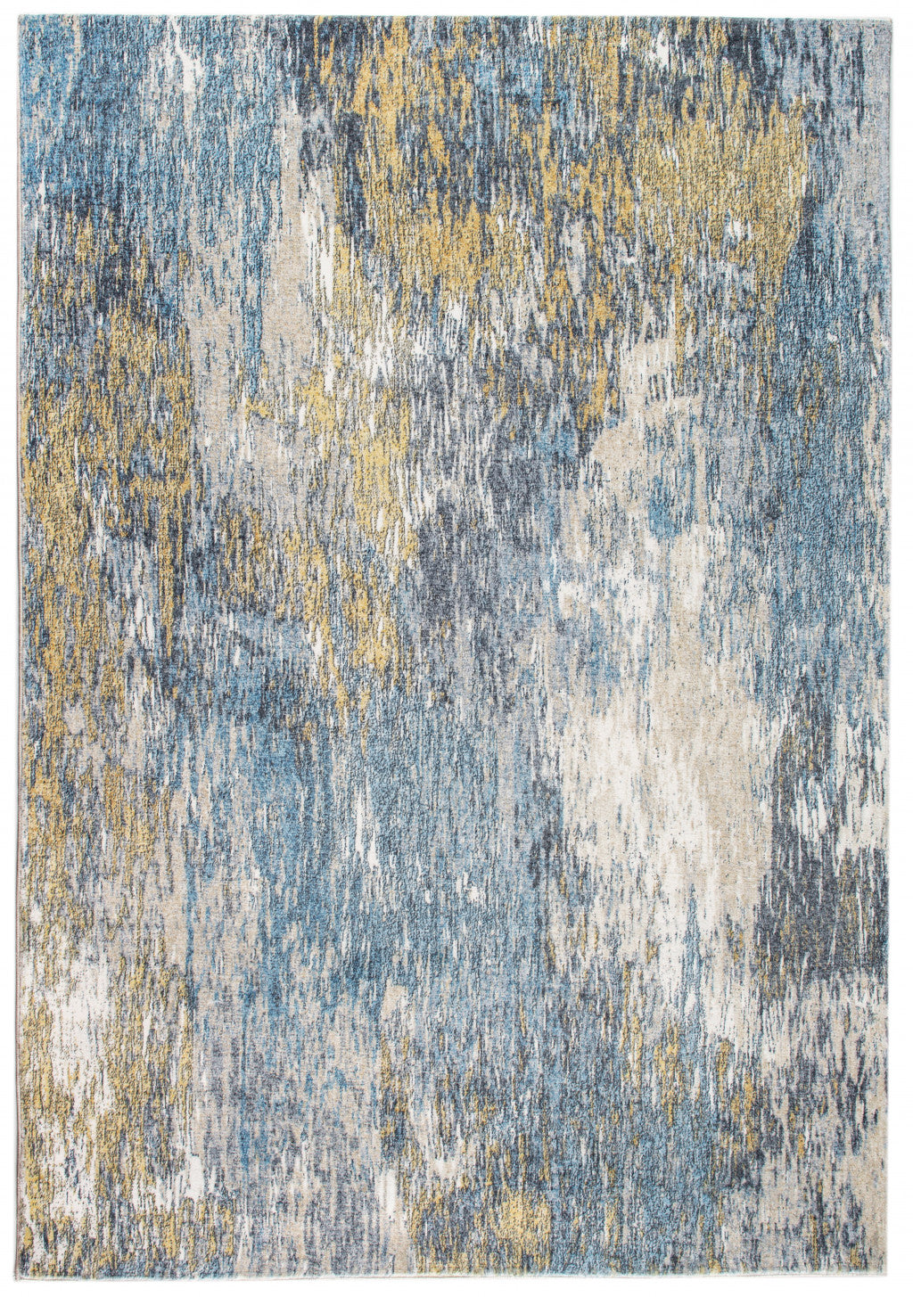 6' X 9' Blue and Gold Abstract Area Rug