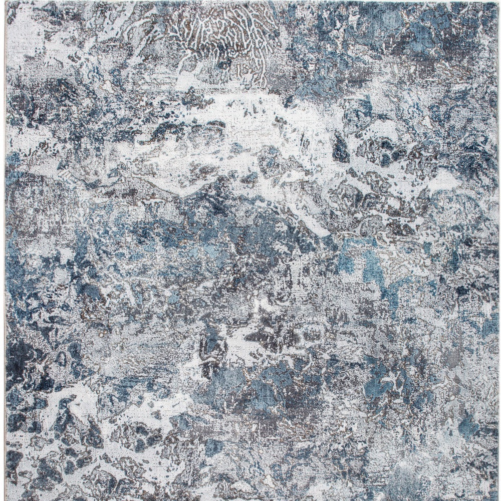 6' X 9' Blue and Gray Abstract Area Rug