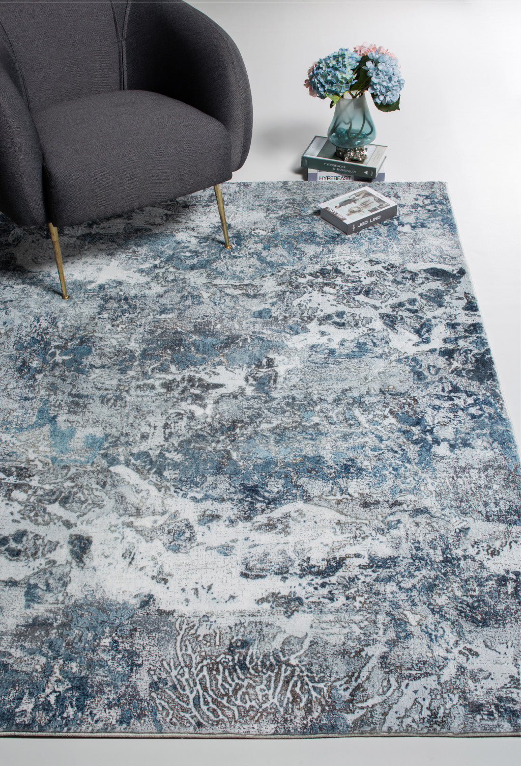 6' X 9' Blue and Gray Abstract Area Rug