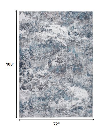 6' X 9' Blue and Gray Abstract Area Rug