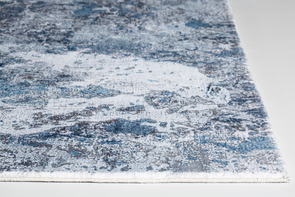 8' x 10' Blue and Gray Abstract Area Rug
