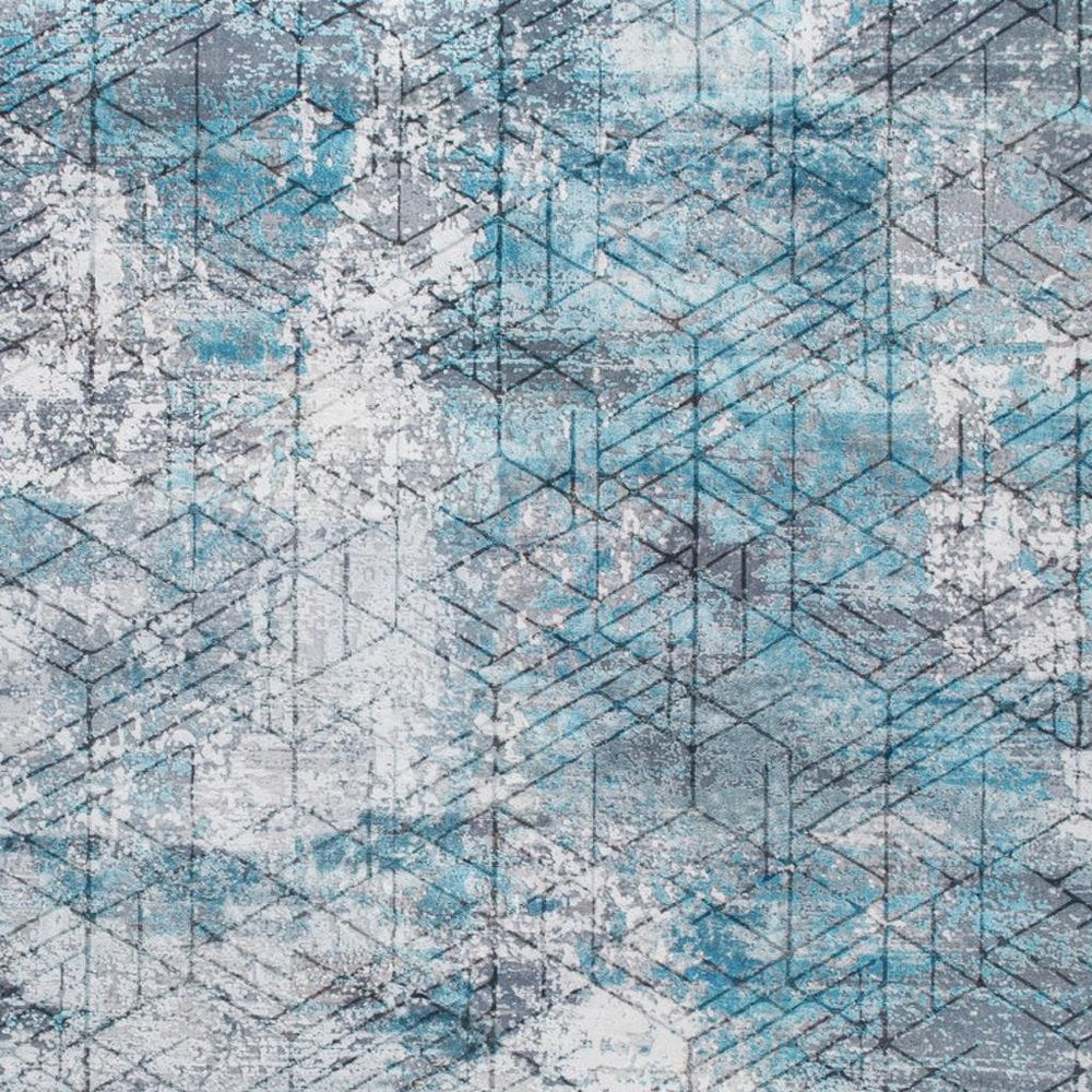 6' X 9' Blue Gray Abstract Cuboid Modern Area Rug