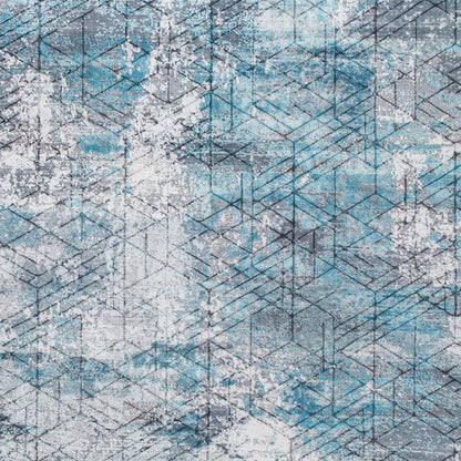 6' X 9' Blue Gray Abstract Cuboid Modern Area Rug