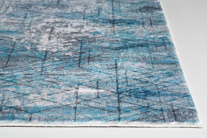 8' X 10' Blue Gray Abstract Cuboid Modern Area Rug