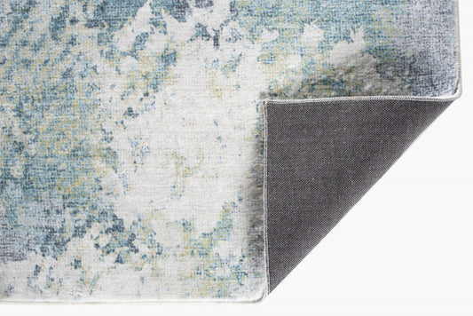 8' Runner Blue and Ivory Abstract Runner Rug