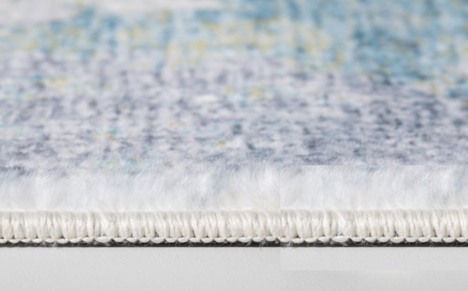 8' Runner Blue and Ivory Abstract Runner Rug