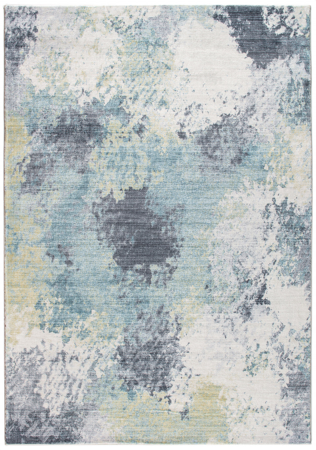 5' X 8' Blue and Ivory Abstract Area Rug