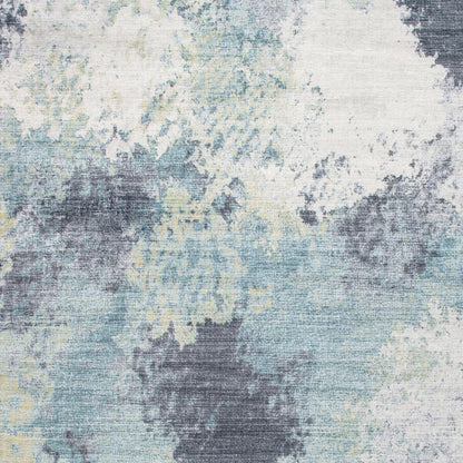 8' X 10' Blue and Ivory Abstract Area Rug