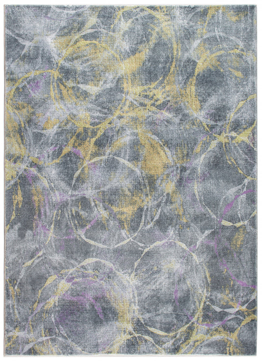 8' Runner Gray Abstract Runner Rug