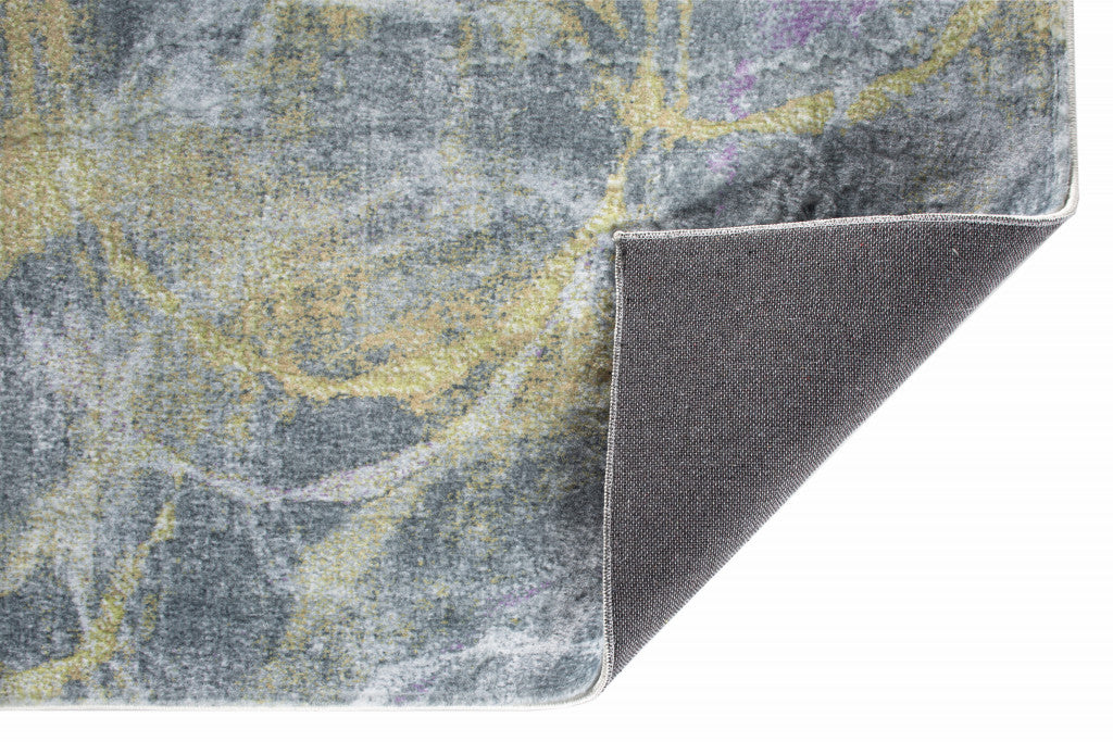 8' Runner Gray Abstract Runner Rug