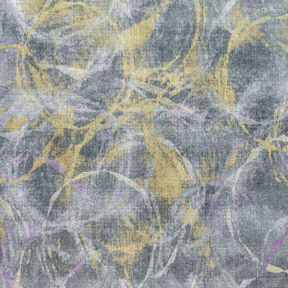 6' X 9' Gray Yellow And Purple Abstract Area Rug