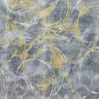 6' X 9' Gray Yellow And Purple Abstract Area Rug