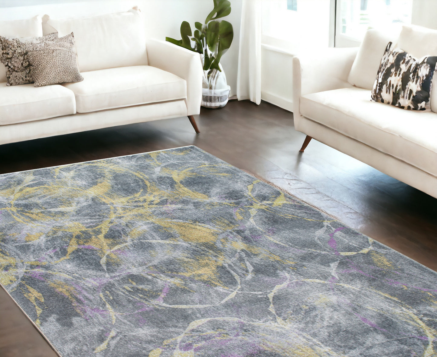 6' X 9' Gray Abstract Area Rug