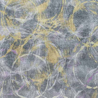 8' X 10' Gray Yellow And Purple Abstract Area Rug