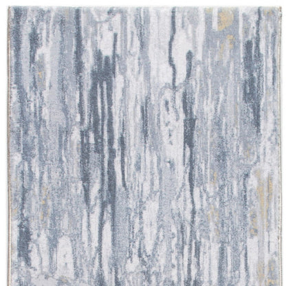 8' Gray And Ivory Abstract Runner Rug