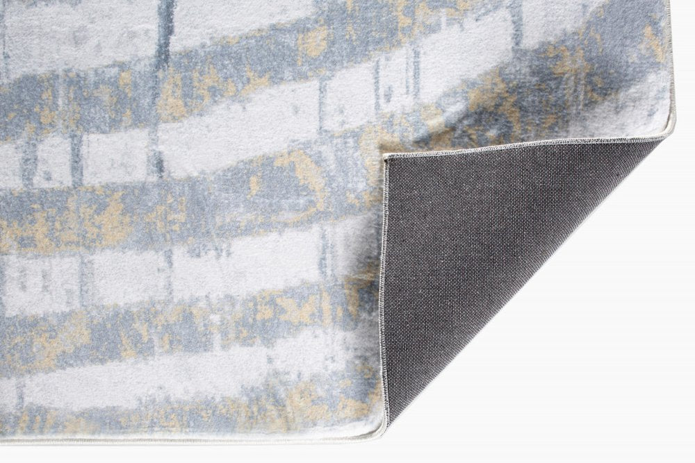 8' Gray And Ivory Abstract Runner Rug