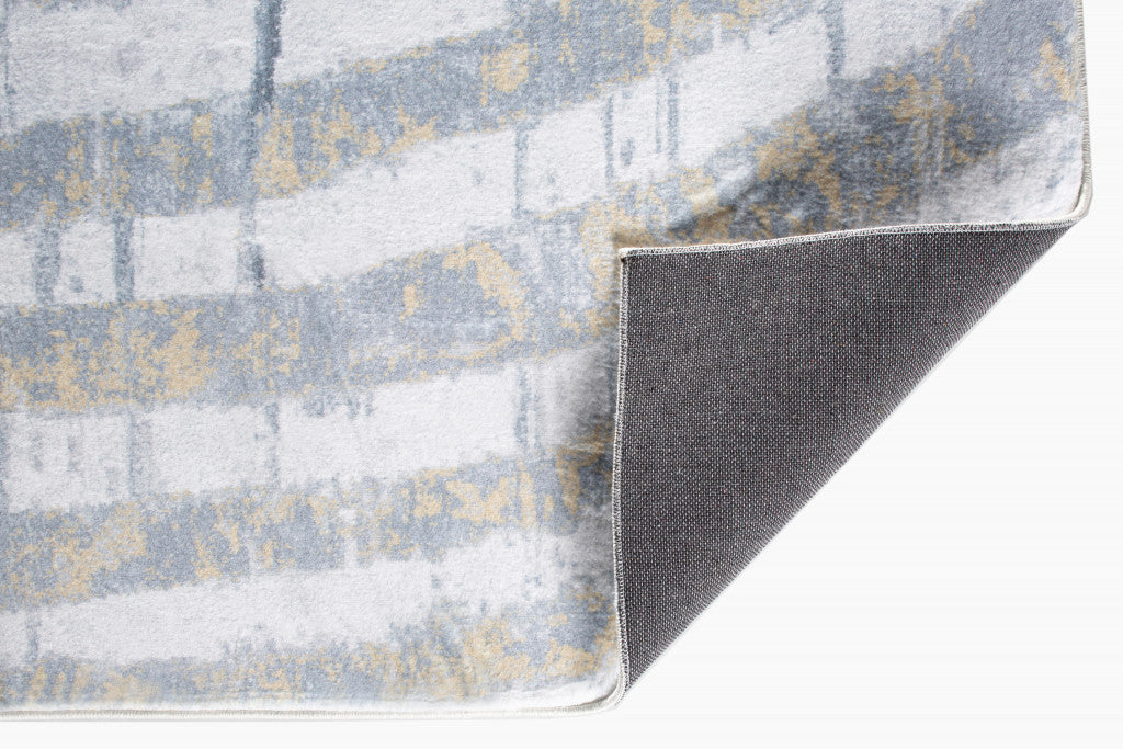 8' Runner Gray Abstract Runner Rug