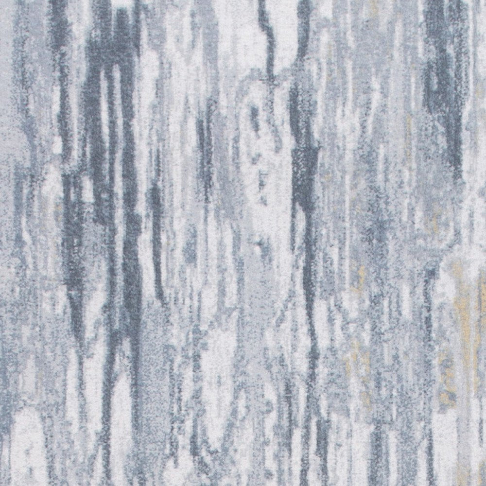 8' Gray And Ivory Abstract Runner Rug