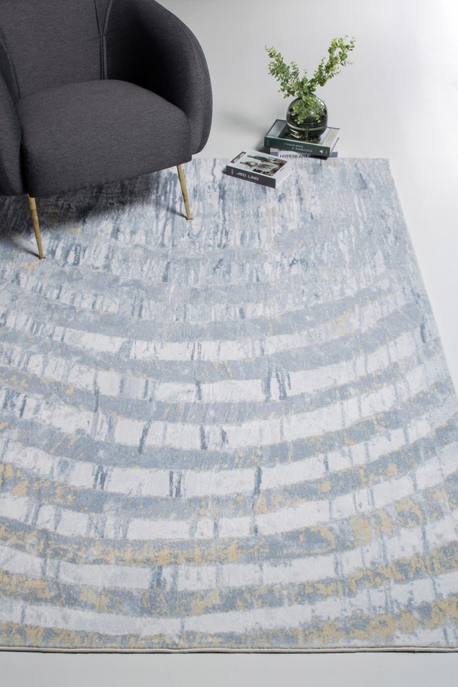 8' Gray And Ivory Abstract Runner Rug