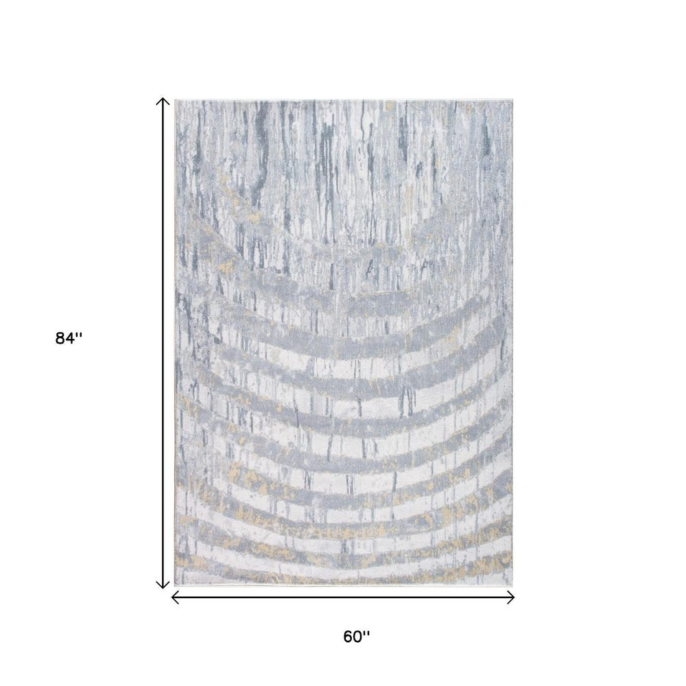 5' X 8' Gray And Ivory Abstract Area Rug