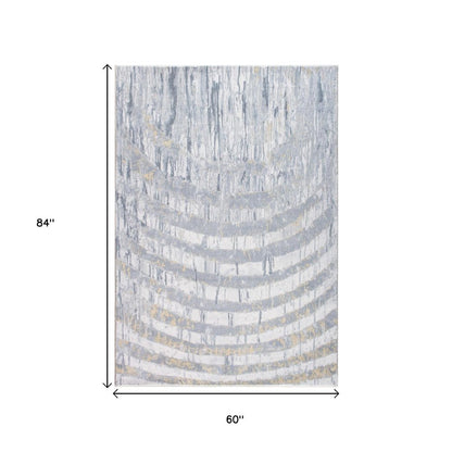 5' X 8' Gray And Ivory Abstract Area Rug