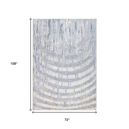 6' X 9' Gray And Ivory Abstract Area Rug