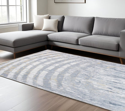 8' X 10' Gray And Ivory Abstract Area Rug