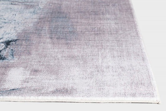 8' Sand Ivory And Black Abstract Runner Rug