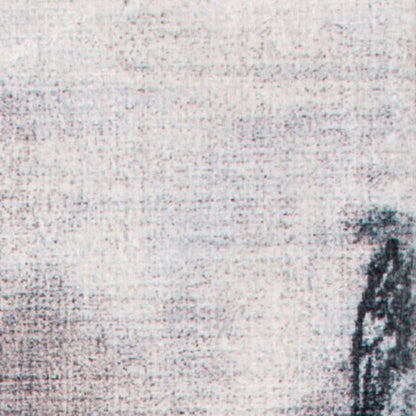 8' Sand Ivory And Black Abstract Runner Rug