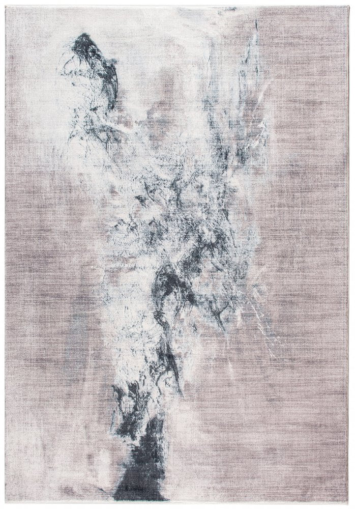 5' X 8' Sand Ivory And Black Abstract Area Rug