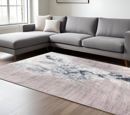8' X 10' Sand Ivory And Black Abstract Area Rug