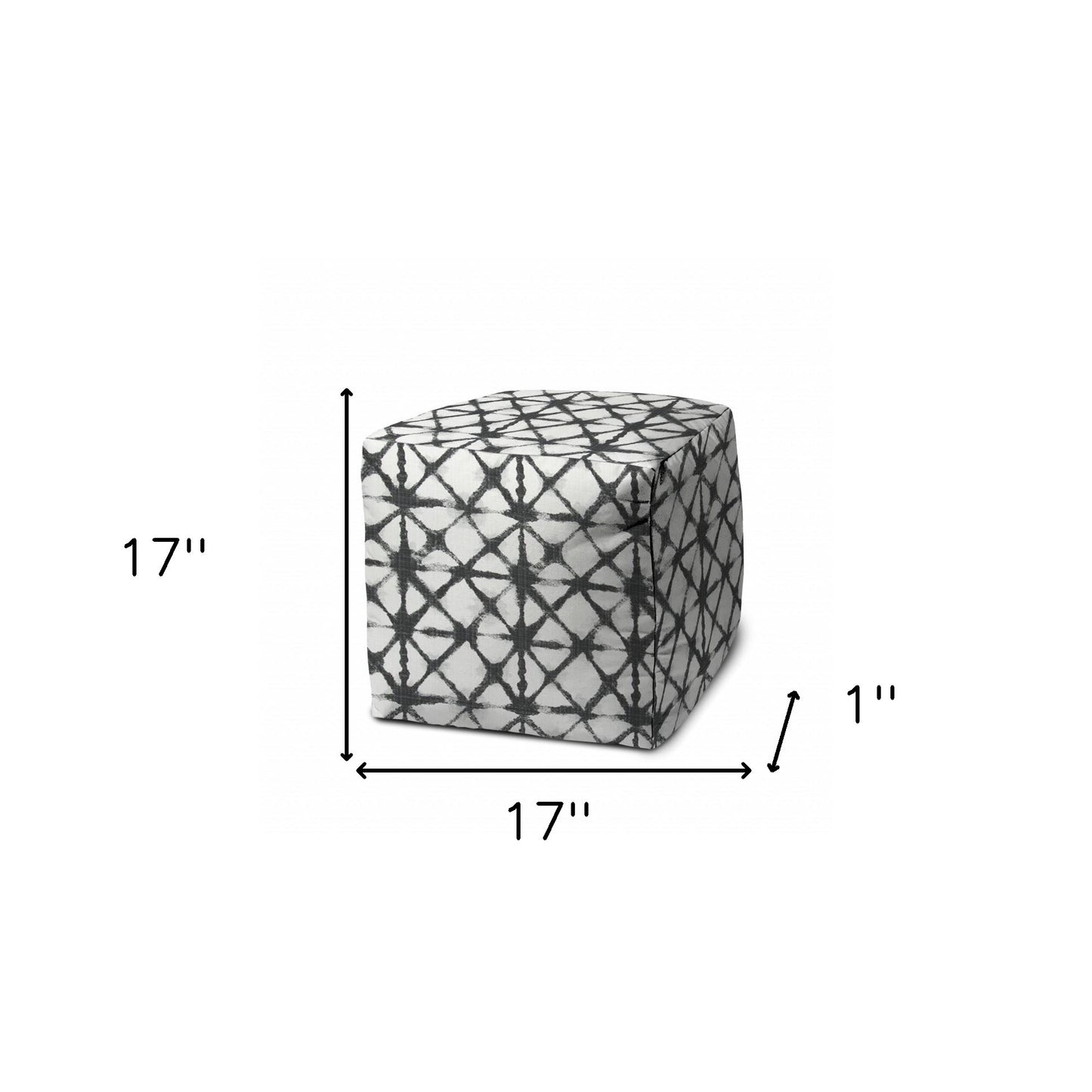 17" Gray Cube Indoor Outdoor Pouf Cover