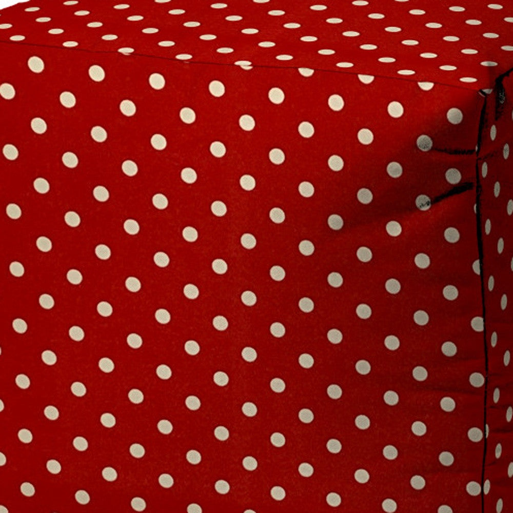 17" Red Cube Polka Dots Indoor Outdoor Pouf Cover