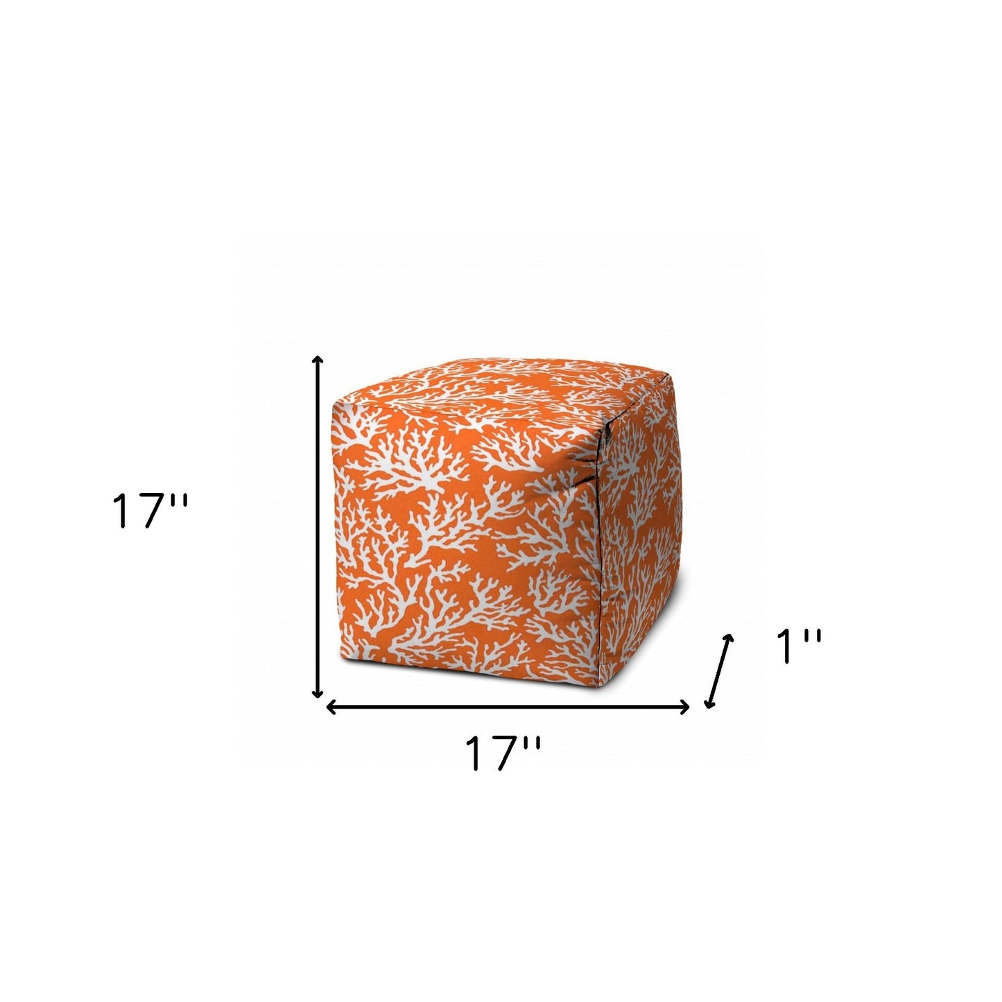 17" Orange Cube Indoor Outdoor Pouf Cover