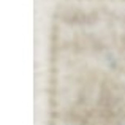 8' Ivory And Blue Chevron Runner Rug