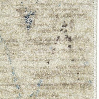 3' X 5' Ivory And Blue Chevron Area Rug