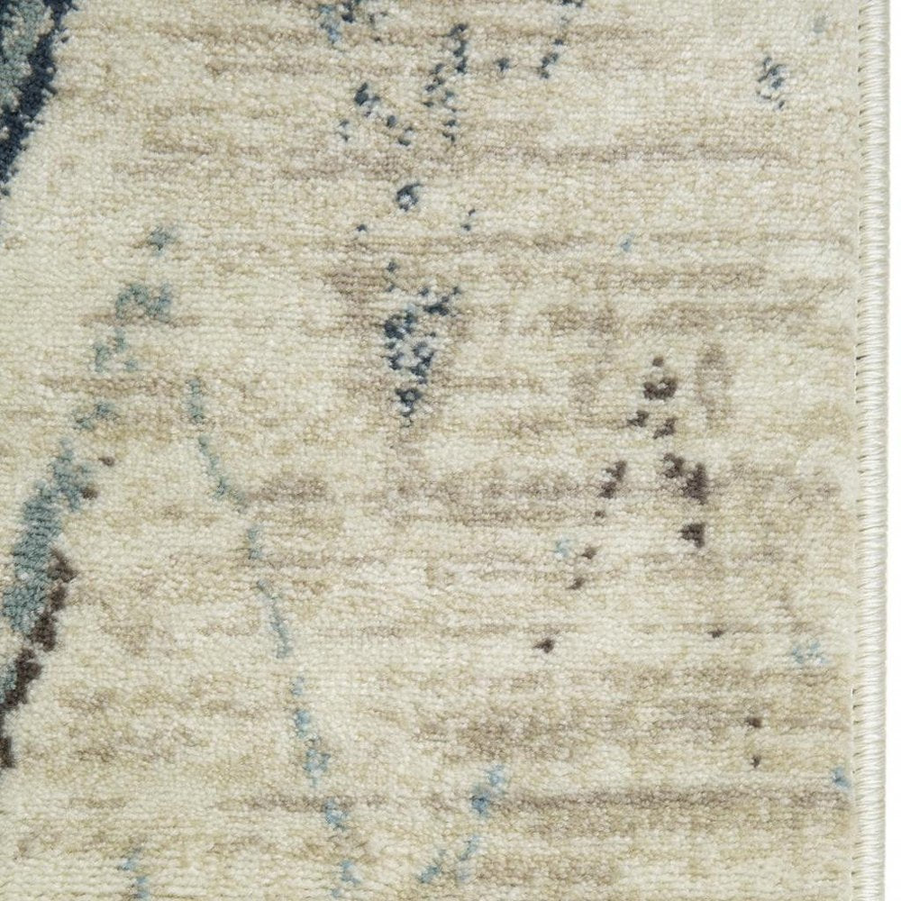 3' X 5' Ivory And Blue Chevron Area Rug