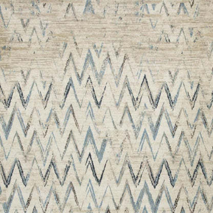 3' X 5' Ivory And Blue Chevron Area Rug