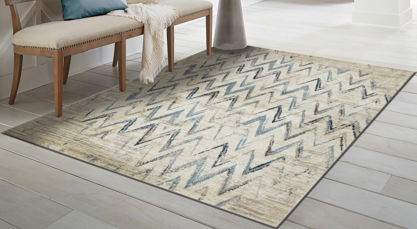 3' X 5' Ivory Chevron Area Rug