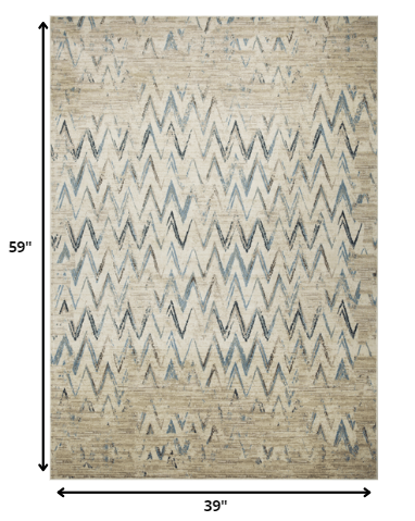 3' X 5' Ivory Chevron Area Rug