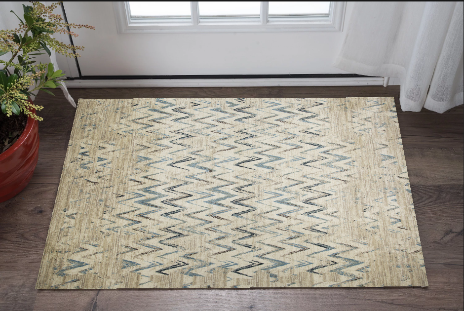 3' X 5' Ivory Chevron Area Rug